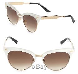 GUCCI GG 4283/S Women Sunglasses White Gold Cat Eye Mother of Pearl Brown U29JD