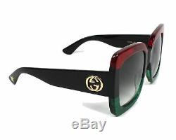 GUCCI Grey Gradient GG0083S 001 Square RedBlackGreen Original Sunglasses