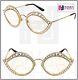 Gucci Lips Crystal Sunglasses 4287 Cat Eye Gold Metal Frame Rx Glasses 0046