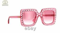 GUCCI Pink Crystal GG0148S 003 Gradient Lense Oversized Ladies Sunglasses