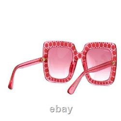 GUCCI Pink Crystal GG0148S 003 Gradient Lense Oversized Ladies Sunglasses