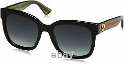 GUCCI Rectangular Square Urban GG0034/S 002 Black/ Green Unisex Sunglasses 54mm