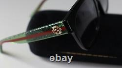 GUCCI Rectangular Square Urban GG0034/S 002 Black/ Green Unisex Sunglasses 54mm