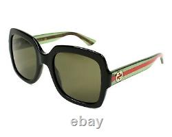 GUCCI Square Urban Sunglasses GG0036/S 002 Black/Green/Red 0036