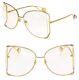 Gucci 0252 Oversized Gold Frame Clear Pearl Logo Sunglasses