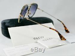 Gucci Aviator Sunglasses GG0062S 003 Gold/Green/Red 57mm 0062