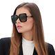 Gucci Black Gg0418s 001 Square Frame Grey Glass Women's Sunglasses