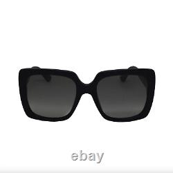 Gucci Black GG0418S 001 Square Frame Grey Glass Women's Sunglasses