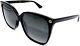 Gucci Black/gradient Grey Cat-eye Women's Square Sunglasses Gg0022s 001