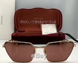 Gucci Cateye Sunglasses GG0538S 002 Yellow Gold Frame Pink Lens 63mm