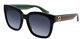 Gucci Gg0034sn 002 Black Green With Red Stripe/gradient Grey Square Sunglasses