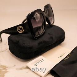 Gucci GG0053S 001 54mm Square Black Women Sunglasses with Light Grey Lens