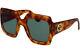 Gucci Gg0053s 002 Sunglasses Light Havana Brown Frame Green Lenses 54mm
