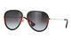 Gucci Gg0062s 003 Aviator Sunglasses In Green/red With Grey Lenses 100% Uv