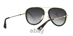 Gucci GG0062S 003 Aviator Sunglasses in Green/Red with Grey Lenses 100% UV