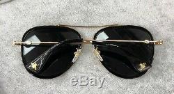 Gucci GG0062S 011 Black Gold Aviator Sunglasses Grey Gradient Lens