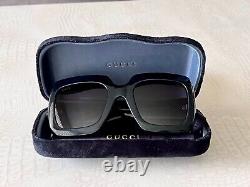 Gucci GG0083S 001 54mm Square Black Women Sunglasses with Light Grey Lens