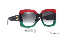 Gucci GG0083S 001 RED/BLACK/GREEN Square Sunglasses %100 Auth FREE SHIPPING