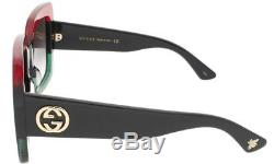 Gucci GG0083S 001 Red-Black With Grey Gradient Lenses 55MM Sunglasses 100%UV
