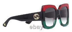 Gucci GG0083S 001 Women Square Sunglasses Red Black Gray 100% UV