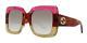 Gucci Gg0083s 002 Glitter Pink-yellow With Brown Gradient Lenses 55mm Sunglasses