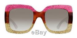 Gucci GG0083S 002 Glitter Pink-Yellow With Brown Gradient Lenses 55MM Sunglasses