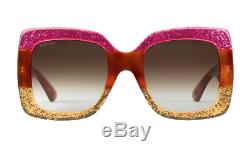 Gucci GG0083S 002 Oversize Tortoise Pink Gold Square Women Sunglasses 100% UV