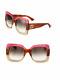 Gucci Gg0083s 002 Sunglasses Rose Yellow Glitter Frame Brown 55mm