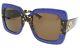 Gucci Gg0083s 003 Glitter Blue-tortoise With Brown Lenses 55mm Sunglasses 100%uv