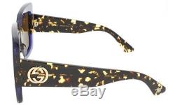 Gucci GG0083S 003 Glitter Blue-Tortoise With Brown Lenses 55MM Sunglasses 100%UV