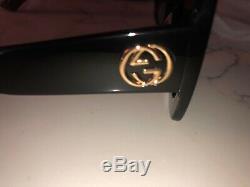 Gucci GG0083S 008 54mm Oversized Square Black Women Sunglasses New