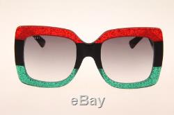 Gucci GG0083 001 Square Sunglasses in Red Green Black Authentic 100% UV