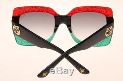Gucci GG0083 001 Square Sunglasses in Red Green Black Authentic 100% UV