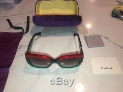 Gucci GG0083s 001 Red-Black With Grey Lenses Sunglasses Large Square Aut