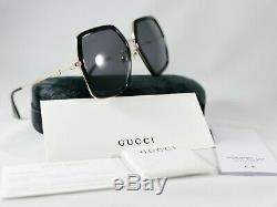Gucci GG0106S 001 Gold/Black Hexagonal Sunglasses