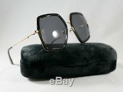 Gucci GG0106S 001 Gold/Black Hexagonal Sunglasses