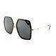 Gucci Gg0106s 001 Gold Black Metal Square Sunglasses Grey Lens