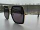 Gucci Gg0106s 001 Gold Black Square Sunglasses Gray Lens Unisex Oversized