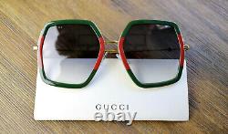 Gucci GG0106S 007 56mm Geometric Sunglasses in Red/Green and Grey Lens