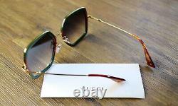 Gucci GG0106S 007 56mm Geometric Sunglasses in Red/Green and Grey Lens