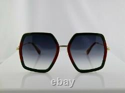 Gucci GG0106S 007 56mm Square Green/Red Women Sunglasses with Light Grey Lens