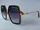Gucci Gg0106s 007 Gold Red Green Square Frame Gray Lens Sunglasses Oversize Uni