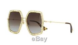 Gucci GG0106S Glitter Gold/Brown Shaded (005 W) Sunglasses