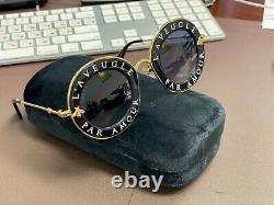 Gucci GG0113S 001 Black Gold Sunglasses L'Aveugle Par Amour