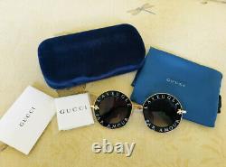 Gucci GG0113S Gradient Round Sunglasses Black/Gold/Grey