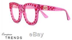 Gucci GG0116/S Swarovski CRYSTAL with Heart PINK Acetate Sunglasses Authentic
