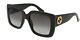 Gucci Gg0141sn 001 Gradient Black/gray Square Women Sunglasses