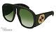 Gucci Gg0152s Black/green Acetate Frame Women Sunglasses %100authentic