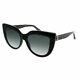 Gucci Gg0164s 001 Black Plastic Cat-eye Sunglasses Grey Gradient Lens