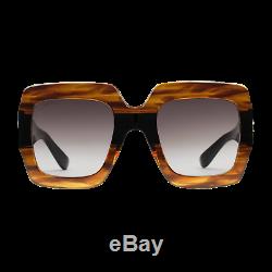 Gucci GG0178S 004 Oversize Tortoise Black Square Women Sunglasses 100% UV